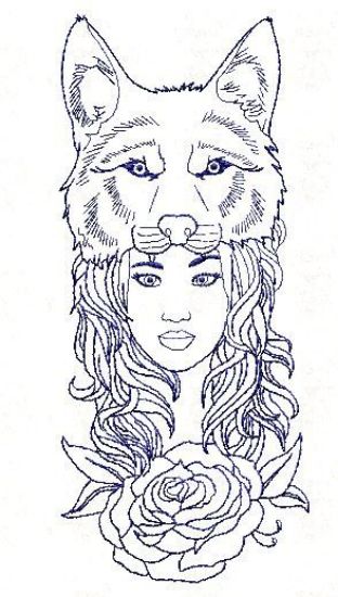 Picture of Wolf Girl Free Embroidery Pattern