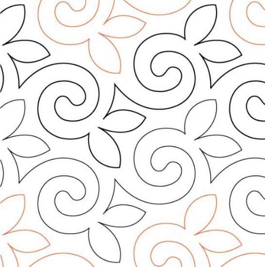 Alfalfa Pantograph (E2E) (Paper) by Sarah Ann Myers for Urban Elementz - Single row leaf design for machine quilting.