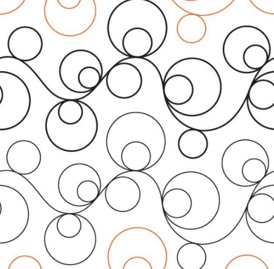 Double Bubble #1 Pantograph (E2E) (Paper) by Patricia E. Ritter for Urban Elementz - Single row interlocking circle design for machine quilting.