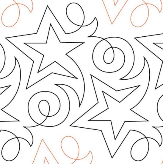 Becker's Shooting Star Pantograph (E2E) (Paper) by Barbara Becker for Urban Elementz - Single row shooting star design for machine quilting.