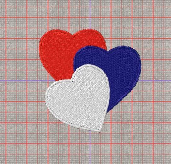 Picture of Red Blue White Heart Free Embroidery Pattern