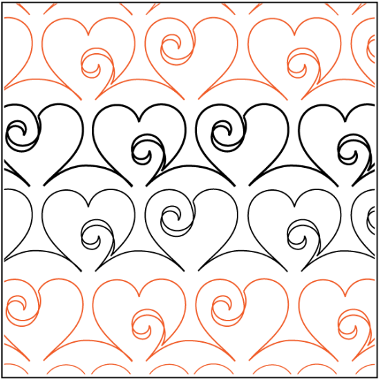 Picture of Love Doodle - Sashing 3" Longarm Pantograph