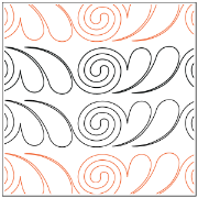 Darlene's Feather & Swirl #2 Pantograph (E2E) (Paper) by Darlene Epp for Urban Elementz - Single row feather and swirl design for machine quilting.
