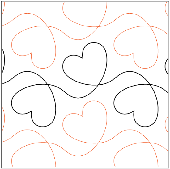 Dear Heart Pantograph (E2E) (Paper) by Hermione Agee for Urban Elementz - Single row heart design for machine quilting.