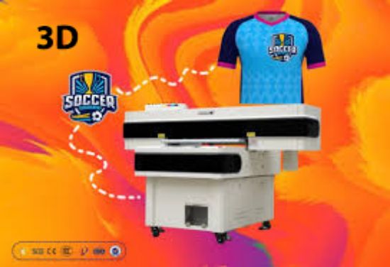 Picture of Silicone 3D Effect UV DTF Printer 9060 Flat bed 4 Epson Print Heads i3200 with automatic cutter for garments