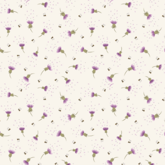 Picture of Lewis & Irene Mirrored Thistle and bee on cream - A989A