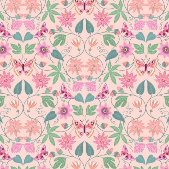 botanical butterfly on pink A985B