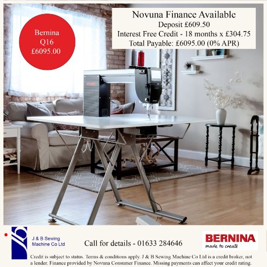 Bernina Q16 Longarm Quilting Machine with Height Adjustable Folding Table Finance