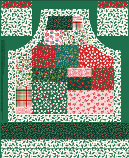 Merry Christmas 1 yard apron panel